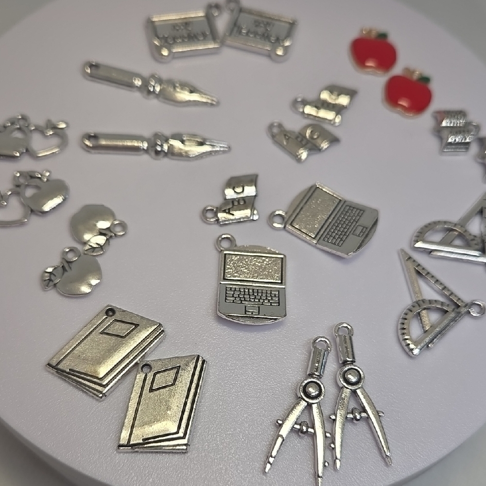 Silver School Themed Charms Set.  22 Charms